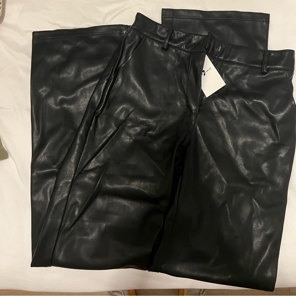 New faux leather pants wide leg